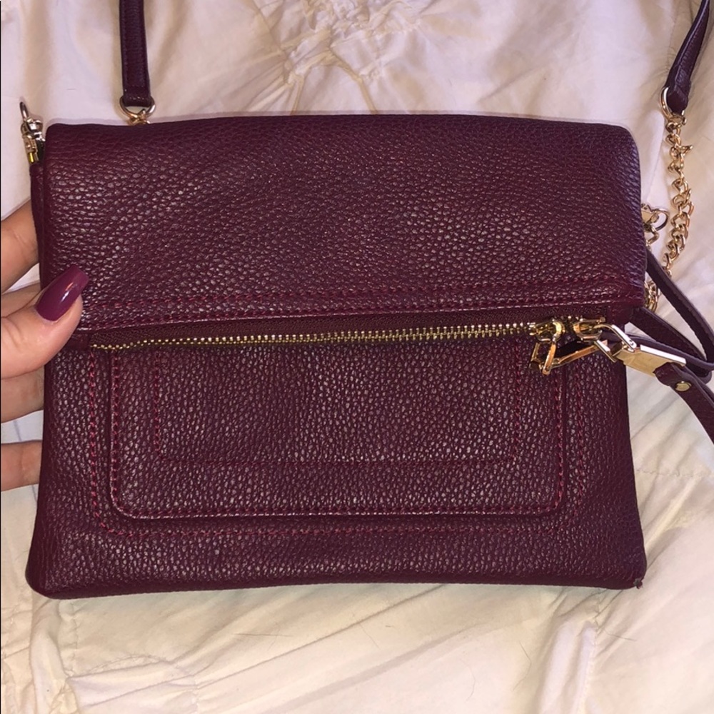 Burgundy leather crossbody purse